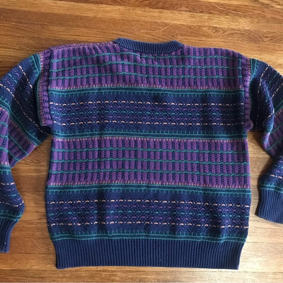 SOLD vintage 90s 3D sweater purple boxy colorful S men’s unisex - Picture 5 of 5